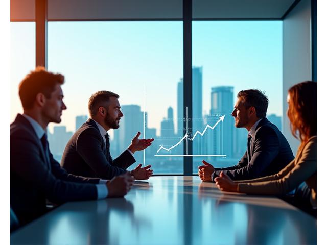 Diverse group of senior executives in a modern boardroom collaborating effectively