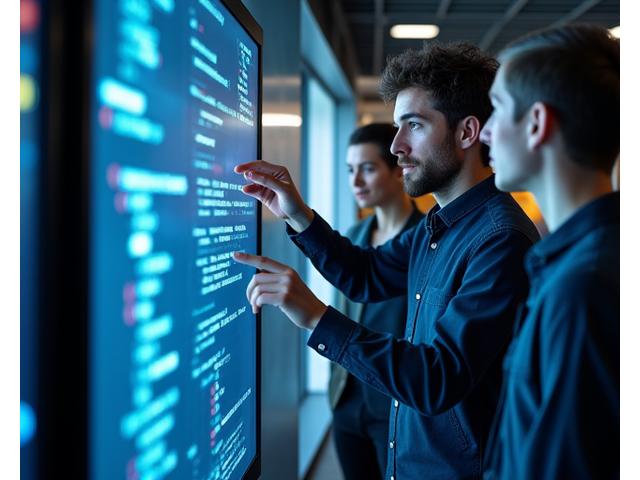 Software engineers collaborating in an agile development environment, representing tech recruitment.